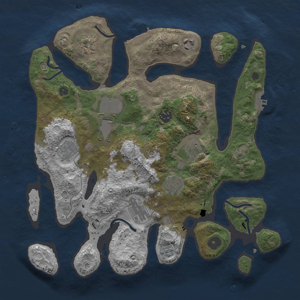 Rust Map: Procedural Map, Size: 3500, Seed: 100010116, 17 Monuments
