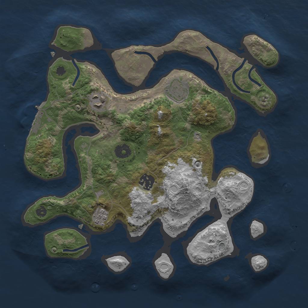 Rust Map: Procedural Map, Size: 3000, Seed: 1133664345, 10 Monuments