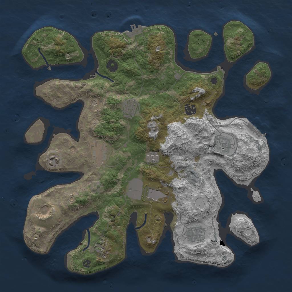 Rust Map: Procedural Map, Size: 3700, Seed: 547218756, 18 Monuments