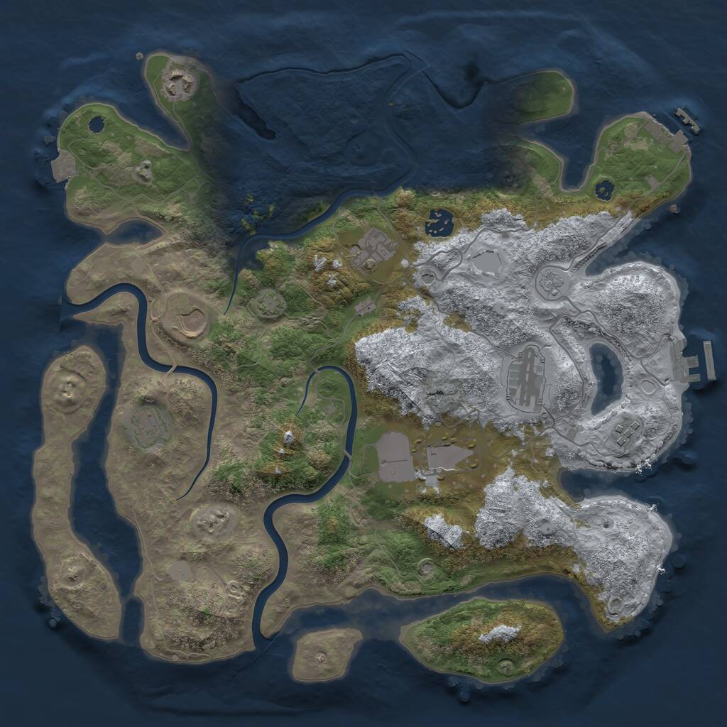 Rust Map: Procedural Map, Size: 3750, Seed: 5981251, 14 Monuments