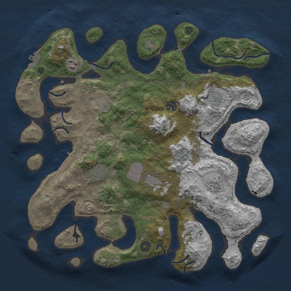 Rust Map: Procedural Map, Size: 4000, Seed: 399382428, 16 Monuments