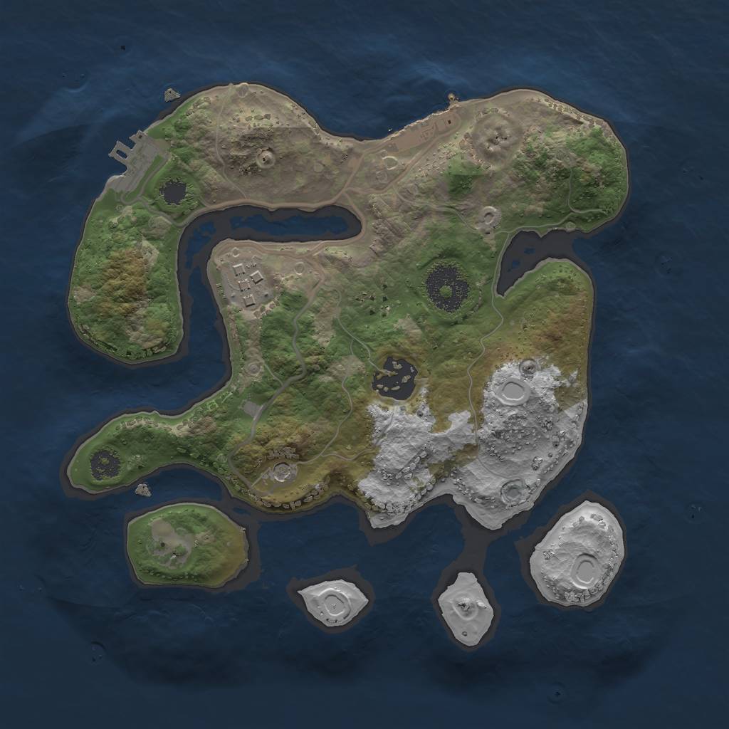 Rust Map: Procedural Map, Size: 2500, Seed: 1133664345, 10 Monuments