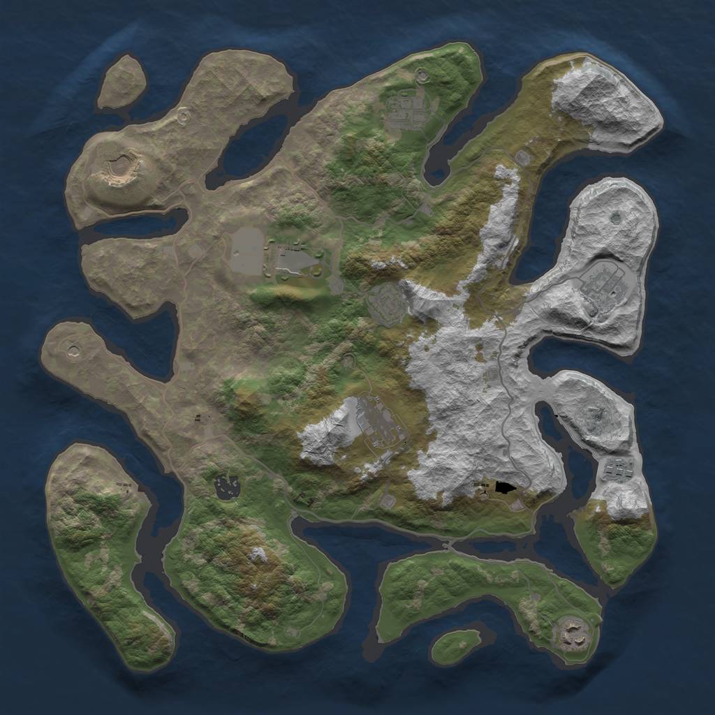 Rust Map: Barren, Size: 4000, Seed: 5371, 12 Monuments