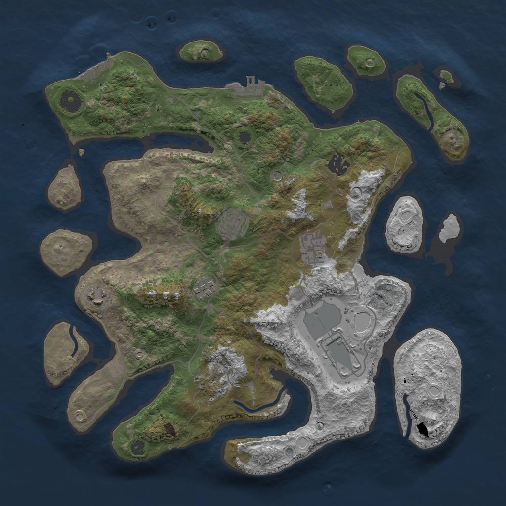 Rust Map: Procedural Map, Size: 3600, Seed: 427341, 15 Monuments