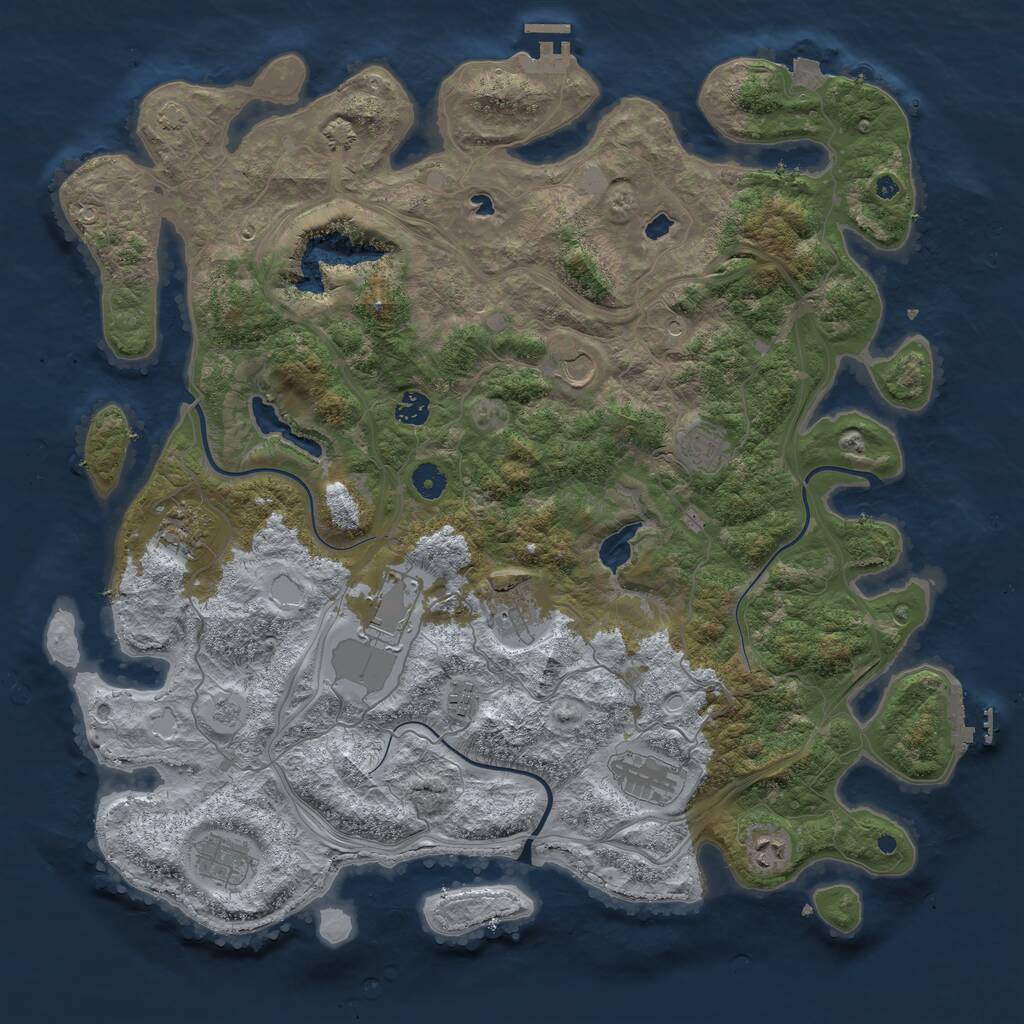Rust Map: Procedural Map, Size: 4500, Seed: 1929851426, 16 Monuments