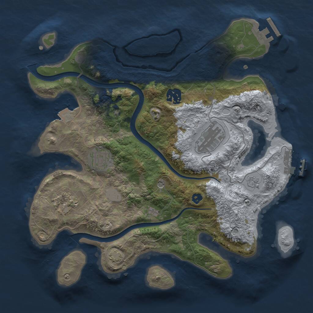 Rust Map: Procedural Map, Size: 3000, Seed: 2005586458, 10 Monuments