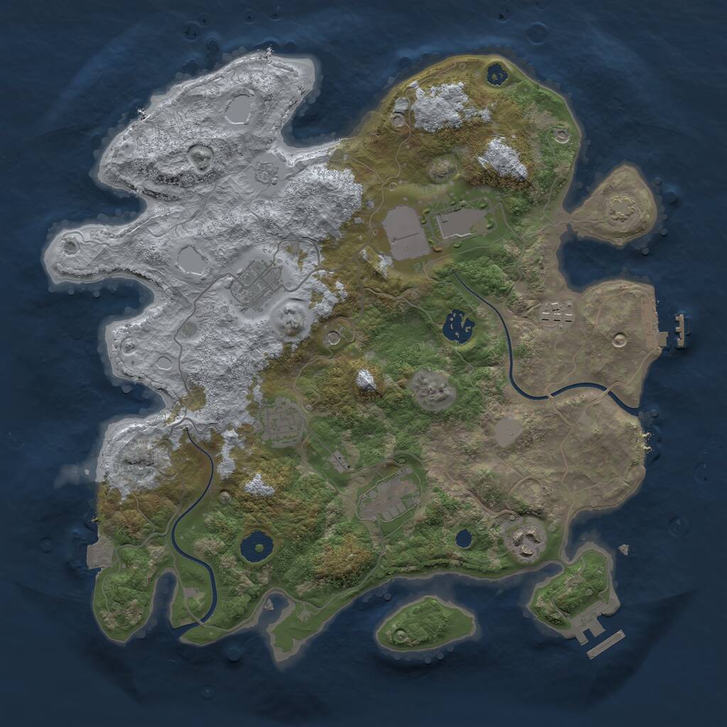 Rust Map: Procedural Map, Size: 3500, Seed: 1112852827, 13 Monuments