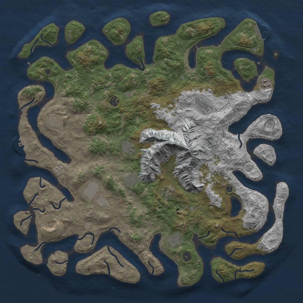 Rust Map: Procedural Map, Size: 5000, Seed: 573783, 19 Monuments