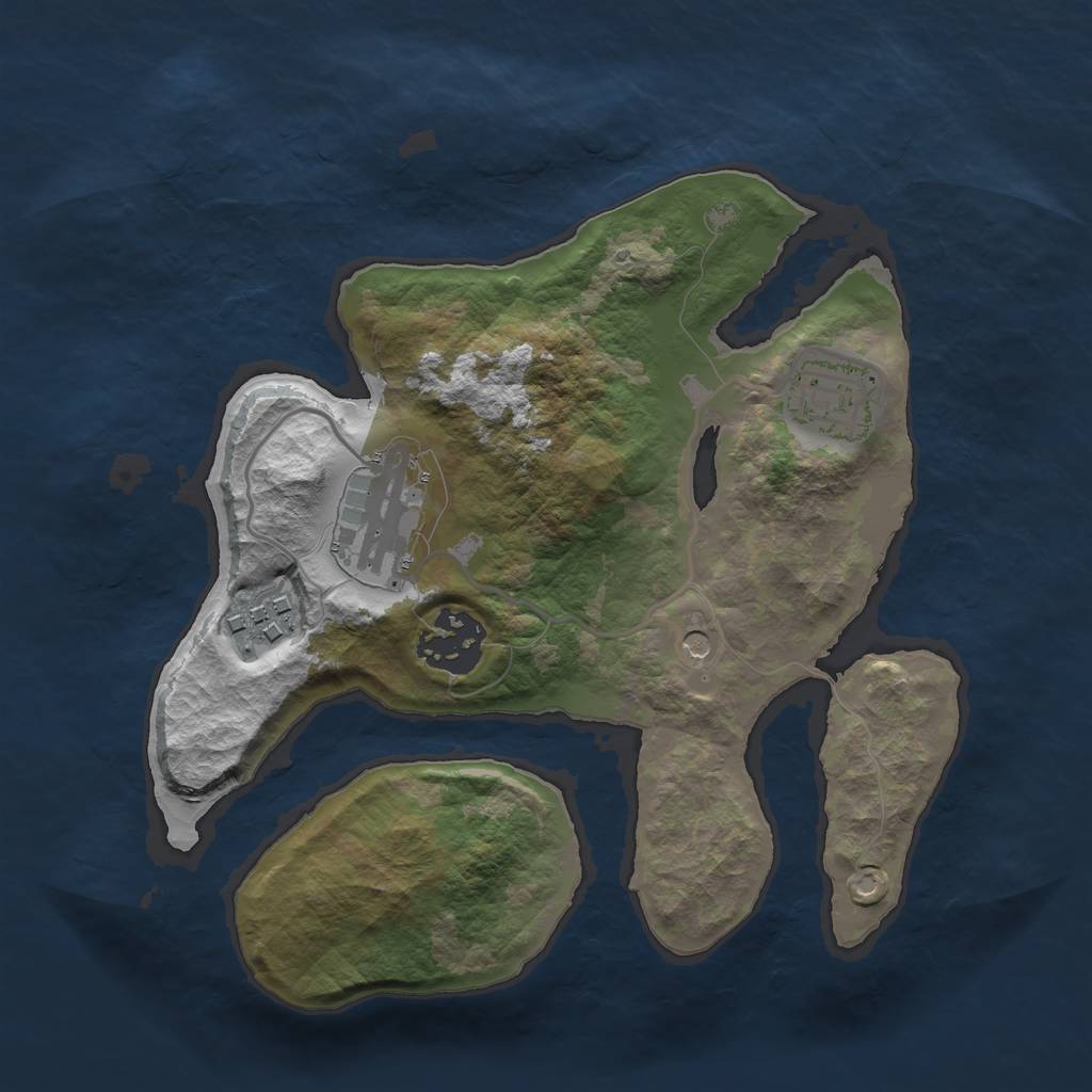 Rust Map: Barren, Size: 2500, Seed: 1772958886, 7 Monuments