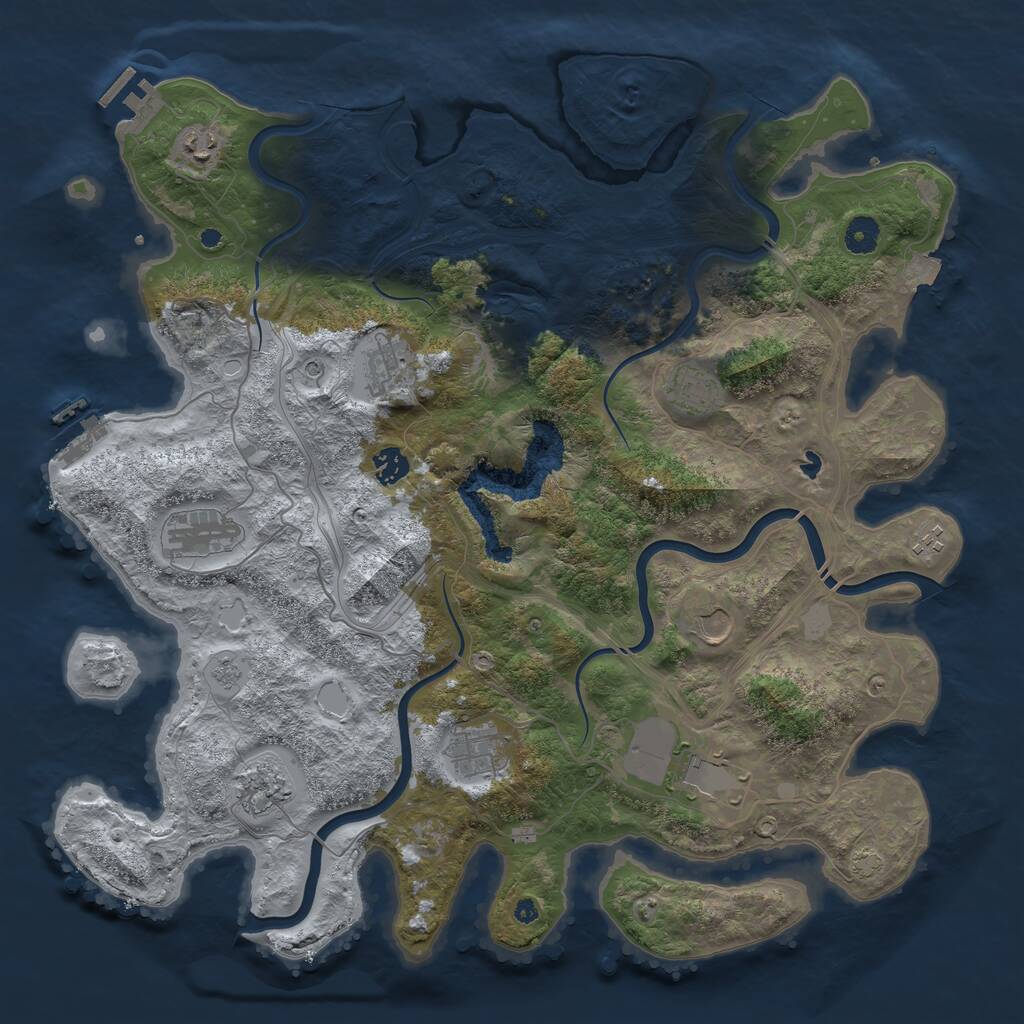 Rust Map: Procedural Map, Size: 4250, Seed: 1885511879, 16 Monuments
