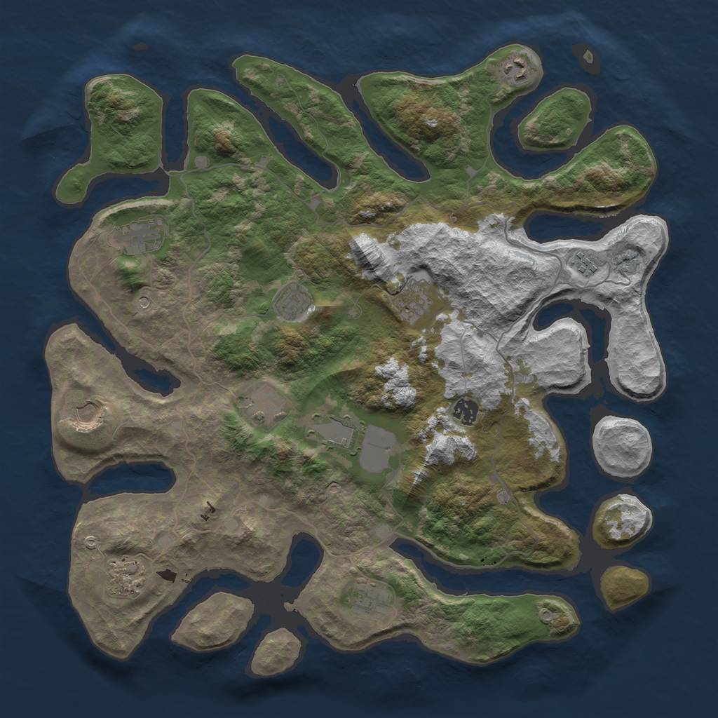 Rust Map: Barren, Size: 4250, Seed: 1051659021, 14 Monuments