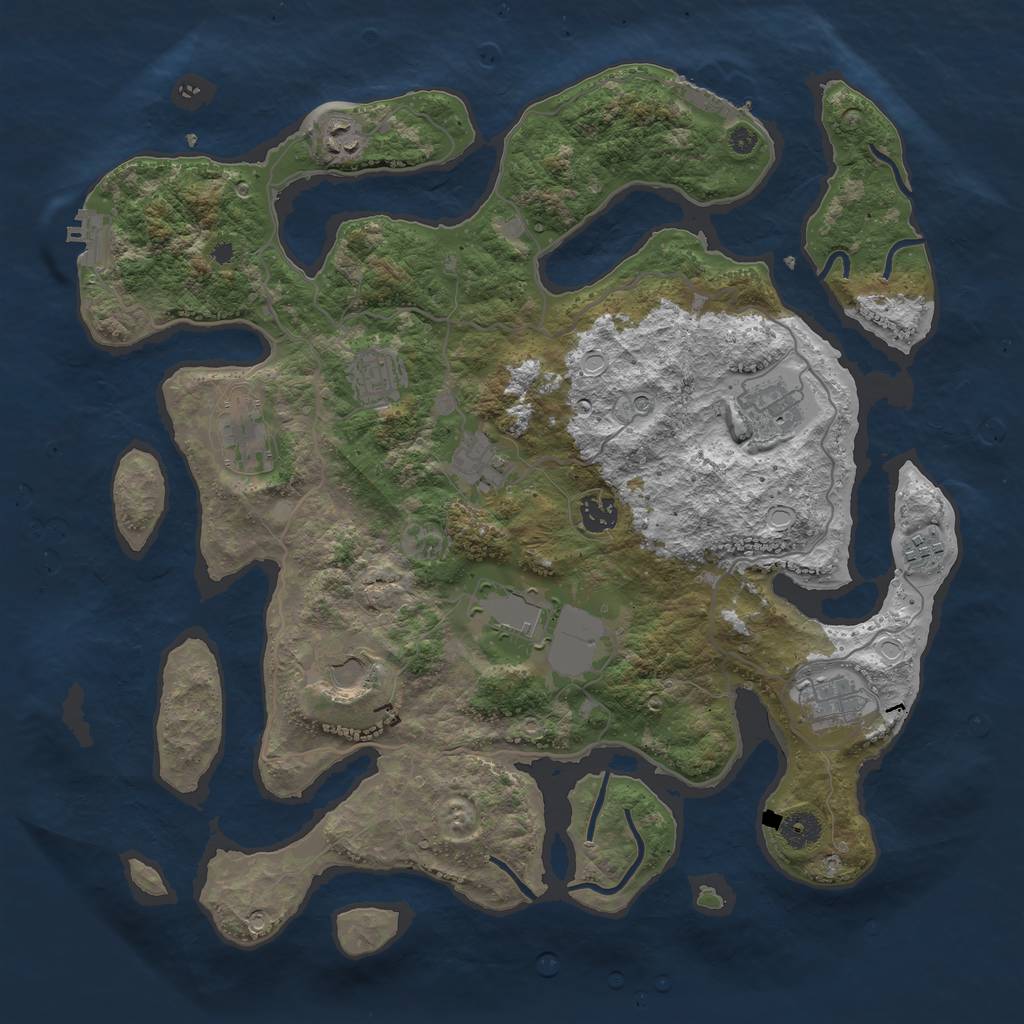 Rust Map: Procedural Map, Size: 4000, Seed: 2525332, 18 Monuments
