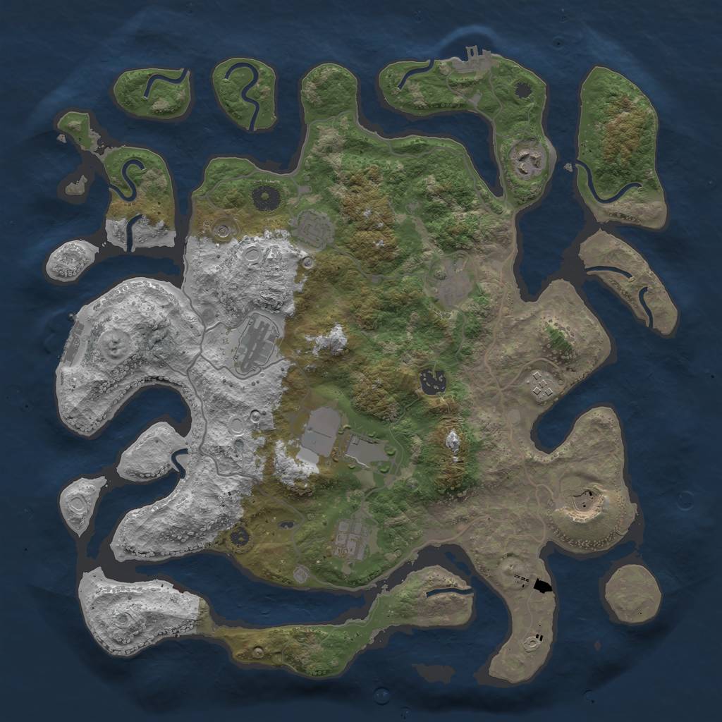 Rust Map: Procedural Map, Size: 4000, Seed: 700585, 17 Monuments