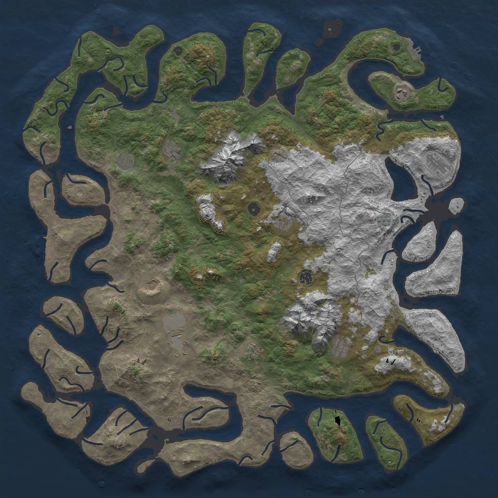 Rust Map: Procedural Map, Size: 6000, Seed: 129334911, 19 Monuments
