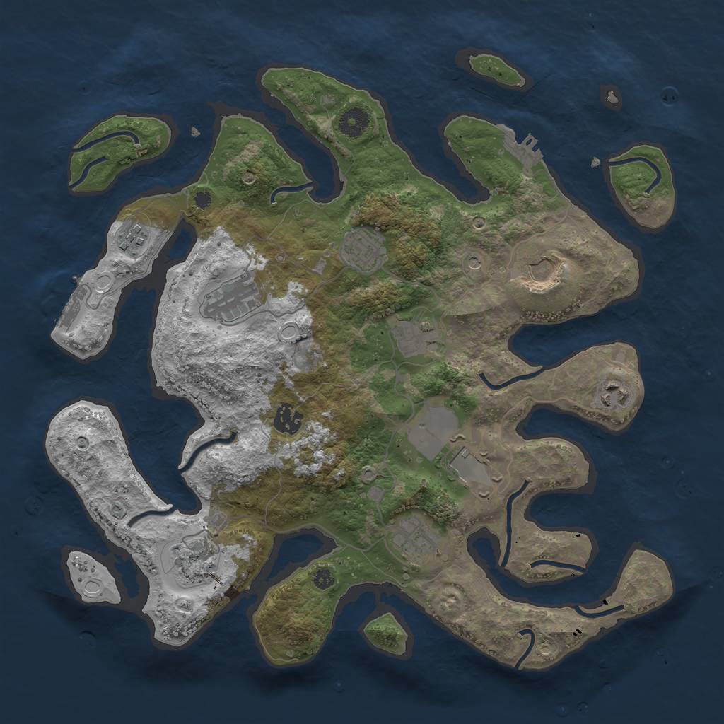 Rust Map: Procedural Map, Size: 3700, Seed: 1977611318, 18 Monuments