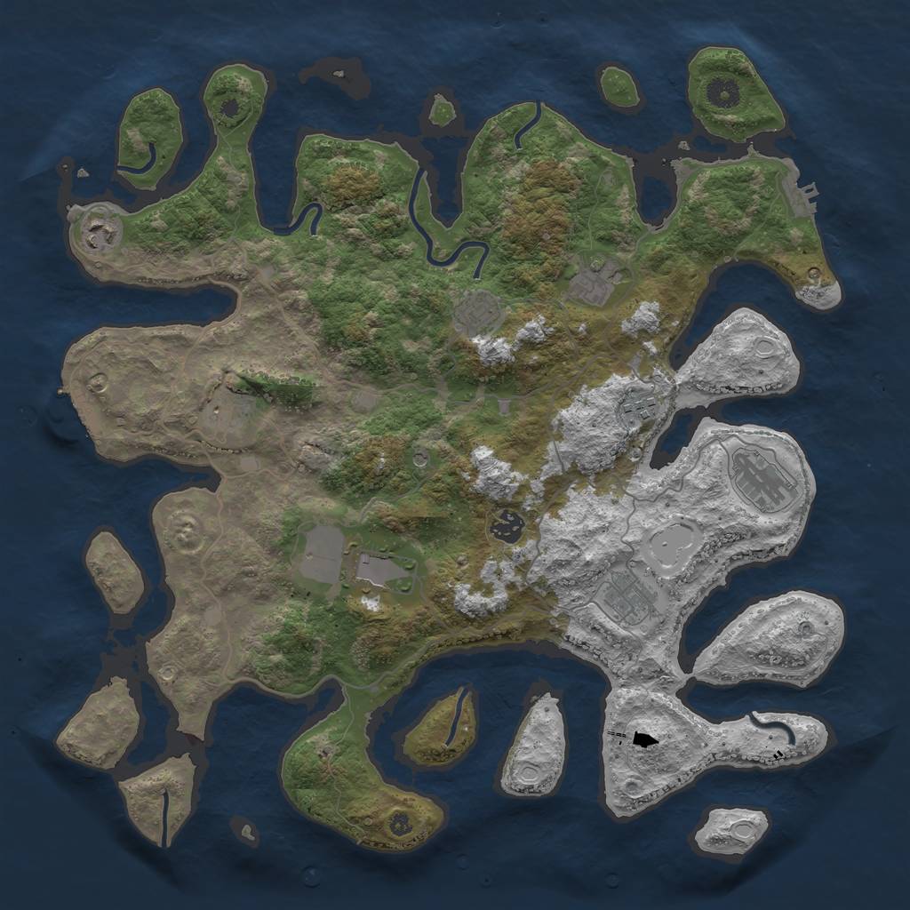 Rust Map: Procedural Map, Size: 4200, Seed: 75654, 17 Monuments