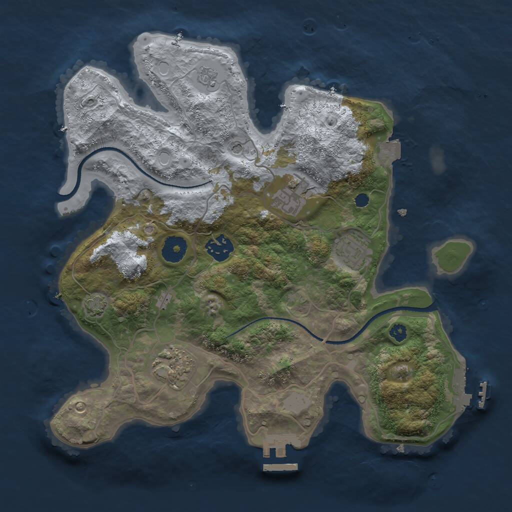 Rust Map: Procedural Map, Size: 3000, Seed: 1559198250, 10 Monuments