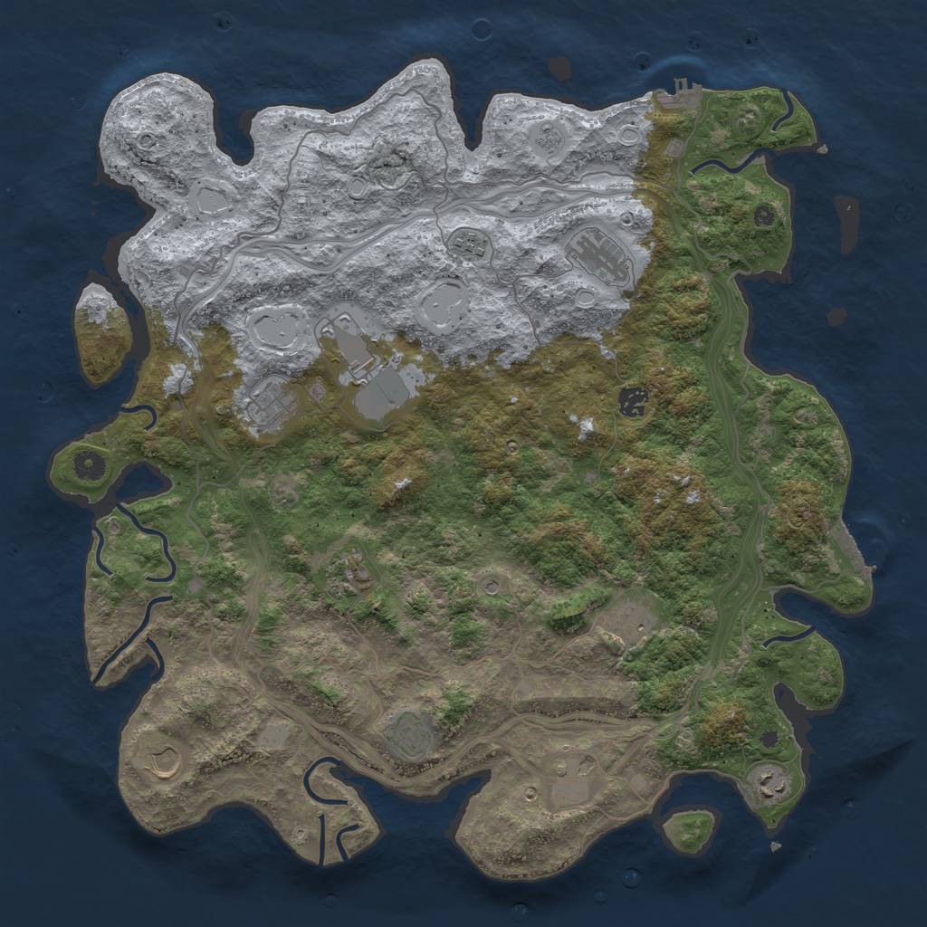 Rust Map: Procedural Map, Size: 4500, Seed: 315874361, 18 Monuments