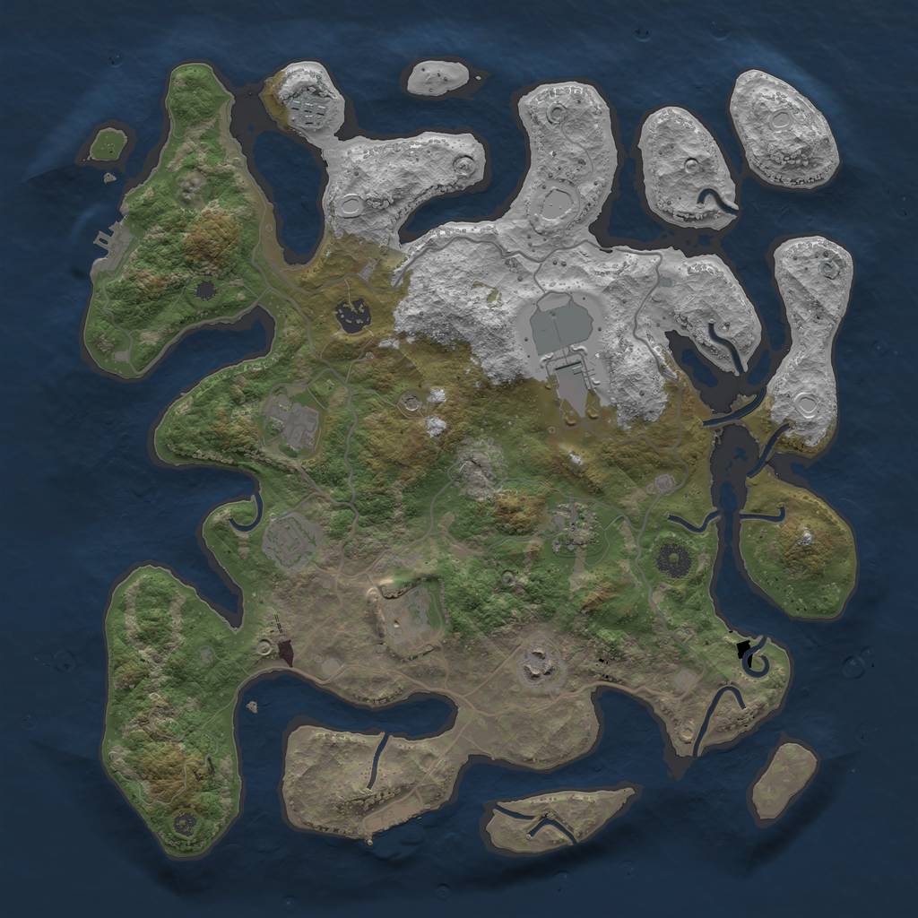 Rust Map: Procedural Map, Size: 4000, Seed: 856734567, 16 Monuments