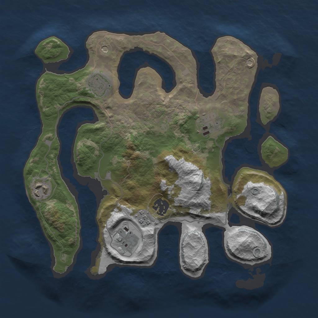 Rust Map: Barren, Size: 3000, Seed: 13634162, 9 Monuments