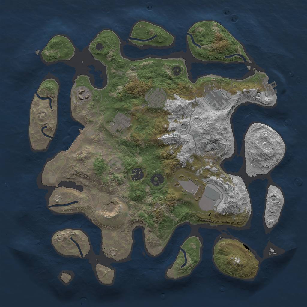 Rust Map: Procedural Map, Size: 3500, Seed: 486016377, 15 Monuments