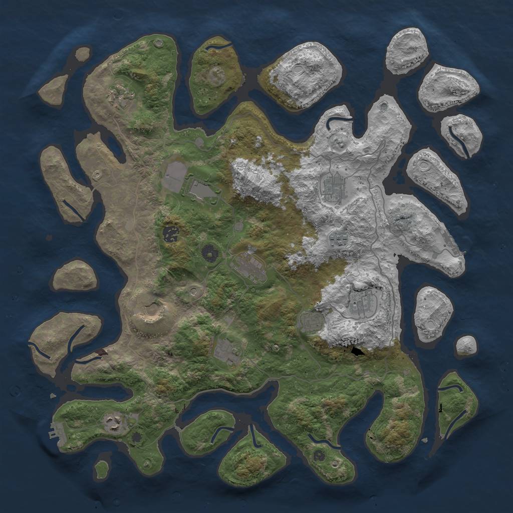 Rust Map: Procedural Map, Size: 4500, Seed: 1039021259, 19 Monuments