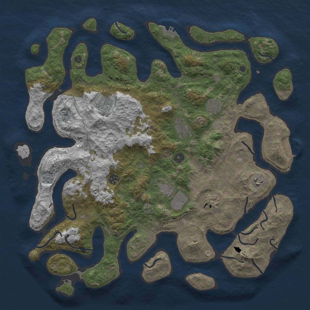 Rust Map: Procedural Map, Size: 4500, Seed: 728890493, 16 Monuments