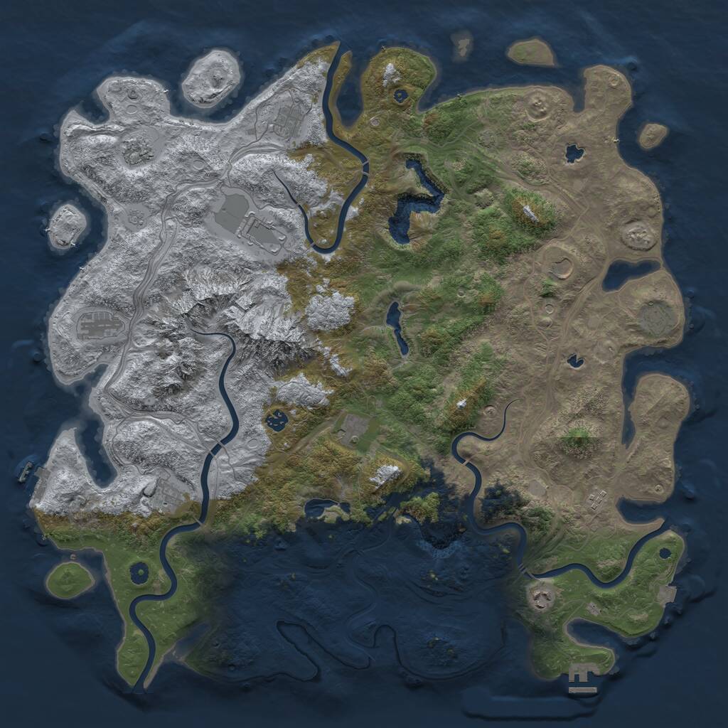 Rust Map: Procedural Map, Size: 5250, Seed: 673428, 17 Monuments