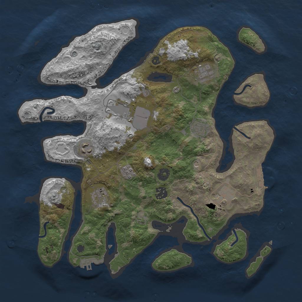 Rust Map: Procedural Map, Size: 3600, Seed: 1112852827, 16 Monuments