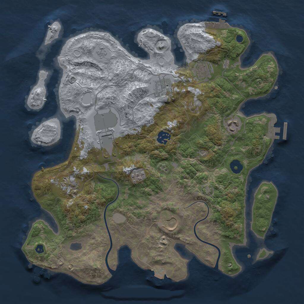 Rust Map: Procedural Map, Size: 3500, Seed: 546534534, 14 Monuments