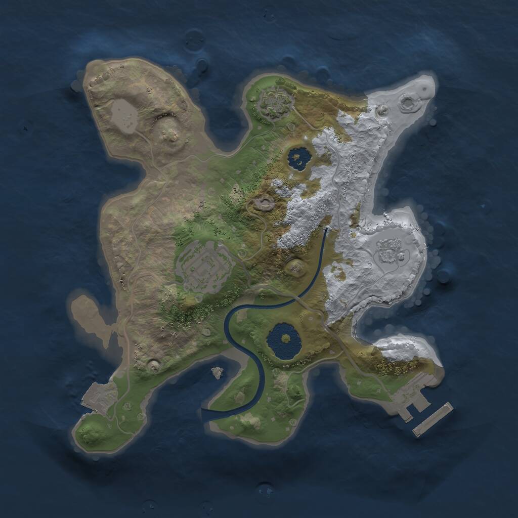 Rust Map: Procedural Map, Size: 2250, Seed: 1231354, 5 Monuments