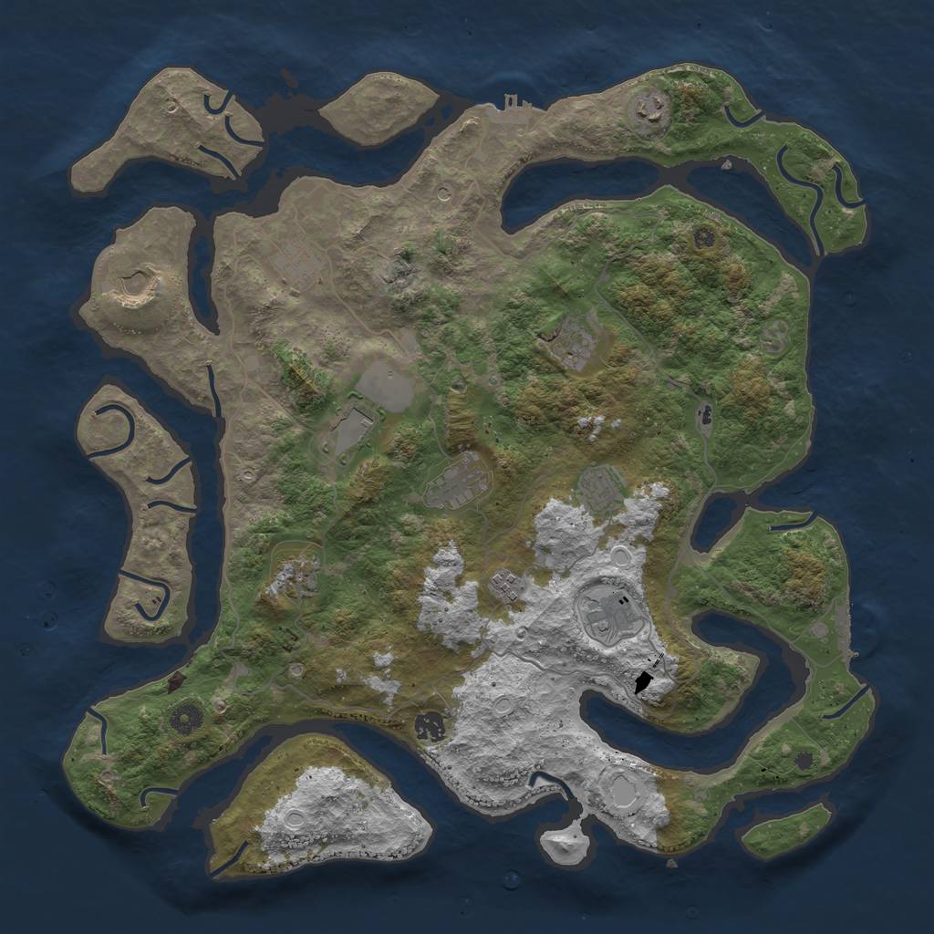 Rust Map: Procedural Map, Size: 4500, Seed: 1618256065, 19 Monuments