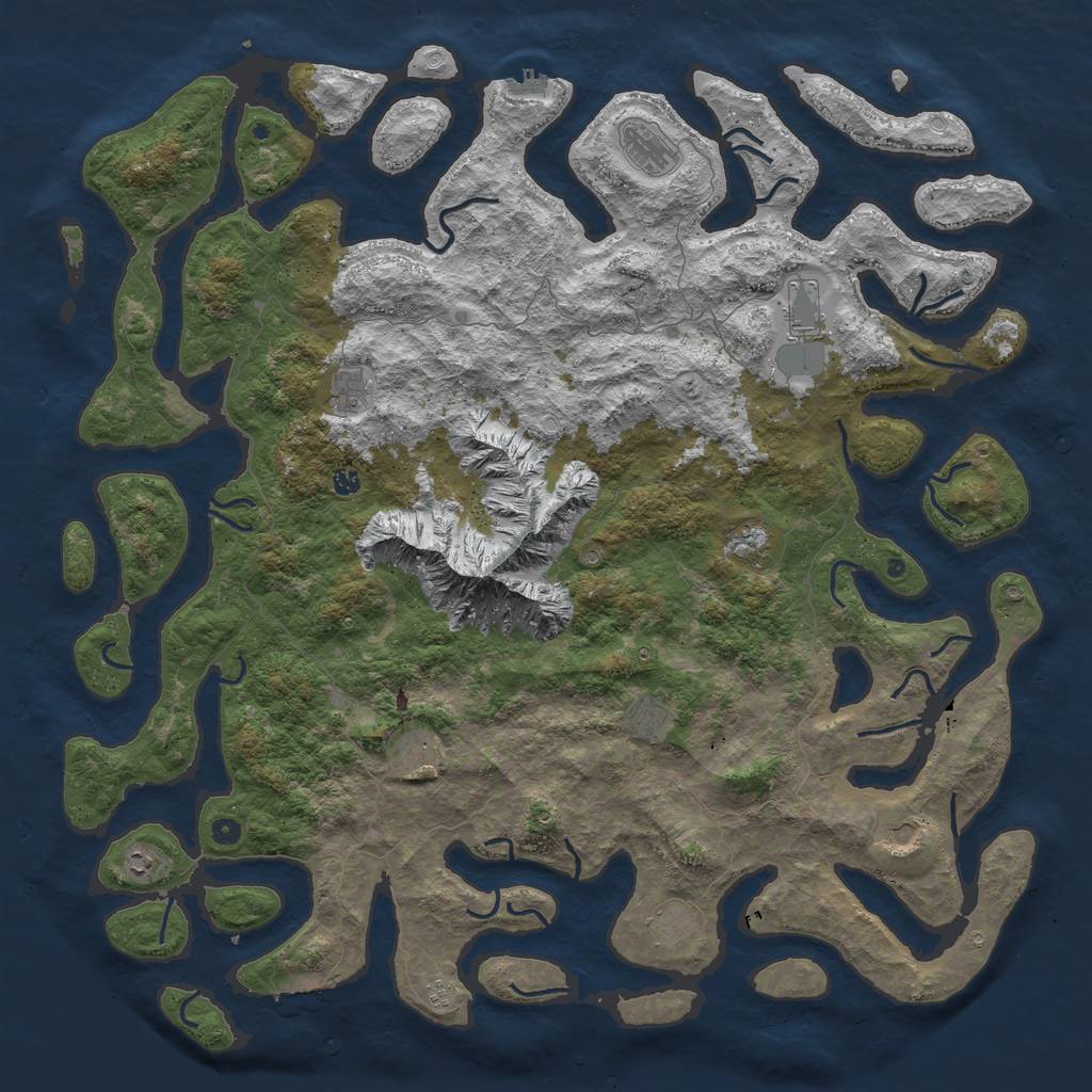 Rust Map: Procedural Map, Size: 6000, Seed: 567073551, 19 Monuments