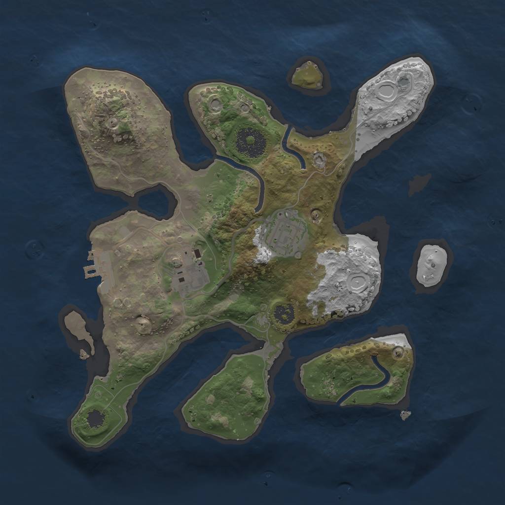 Rust Map: Procedural Map, Size: 2500, Seed: 1231354, 8 Monuments