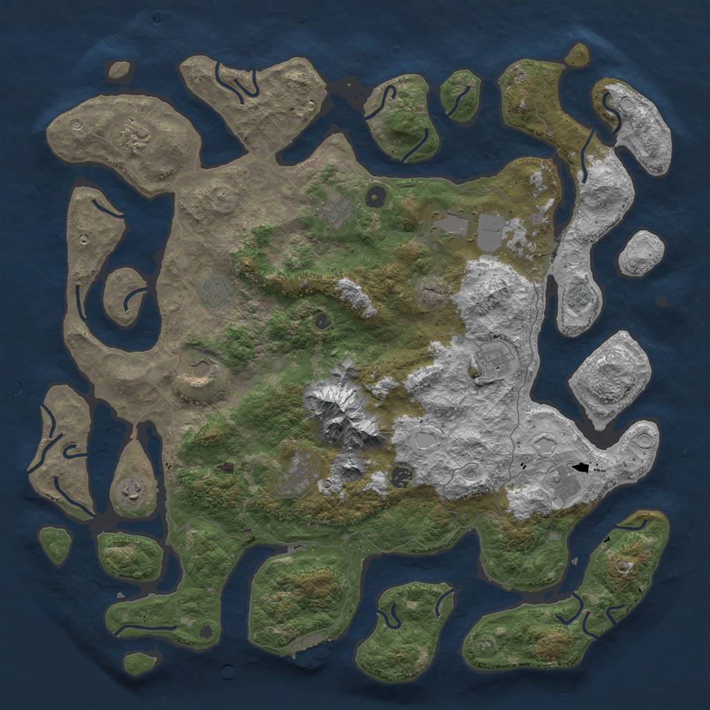 Rust Map: Procedural Map, Size: 5000, Seed: 442541, 18 Monuments