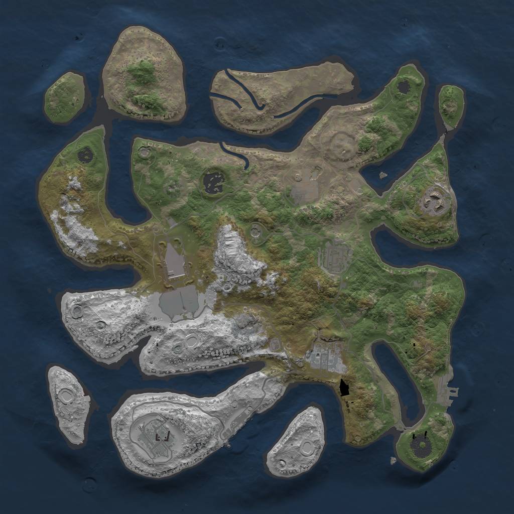 Rust Map: Procedural Map, Size: 3500, Seed: 1213073480, 15 Monuments