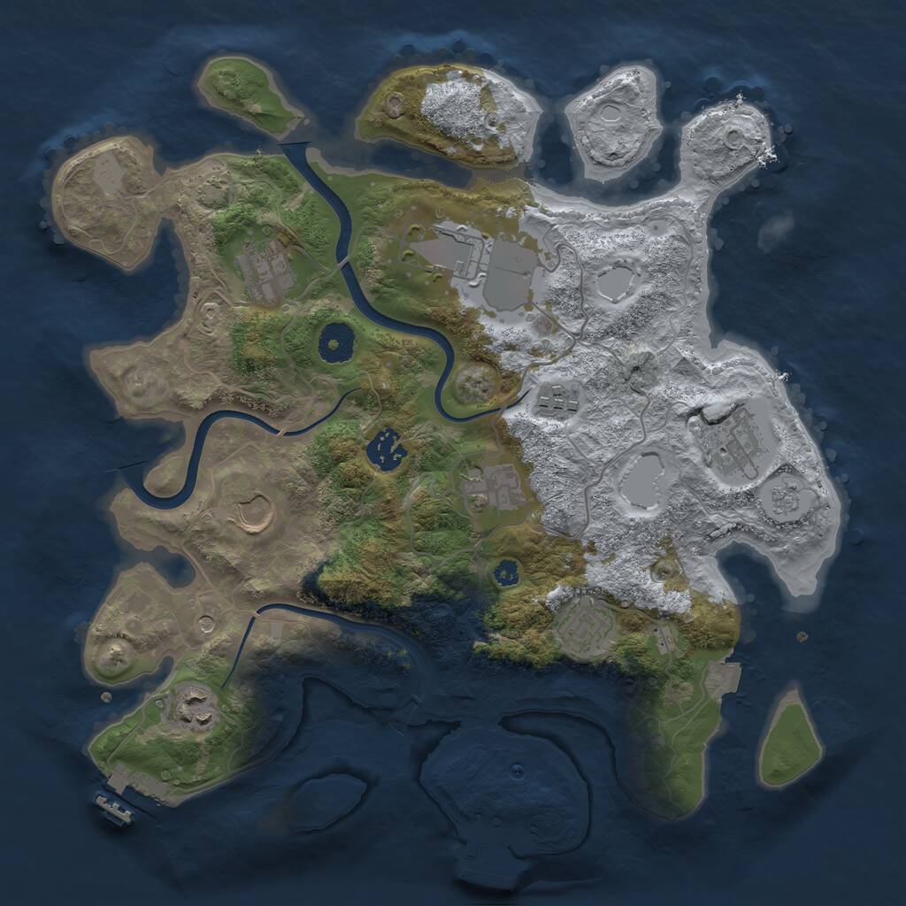 Rust Map: Procedural Map, Size: 3500, Seed: 2035960498, 15 Monuments