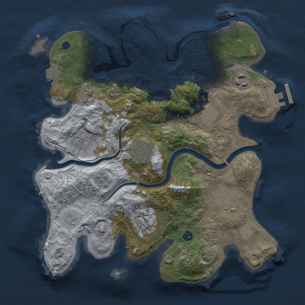 Rust Map: Procedural Map, Size: 3000, Seed: 1063991280, 13 Monuments