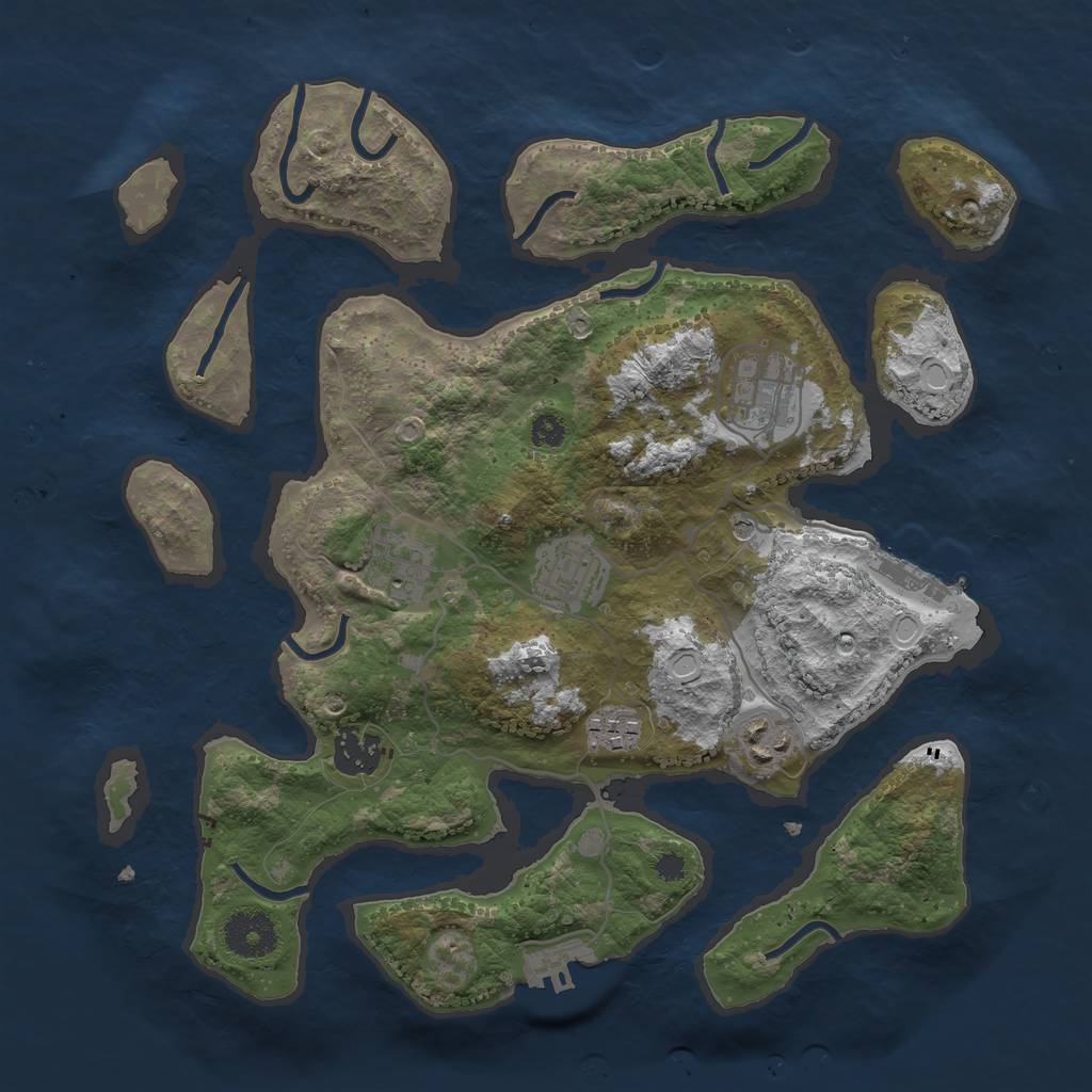 Rust Map: Procedural Map, Size: 3300, Seed: 1254, 14 Monuments