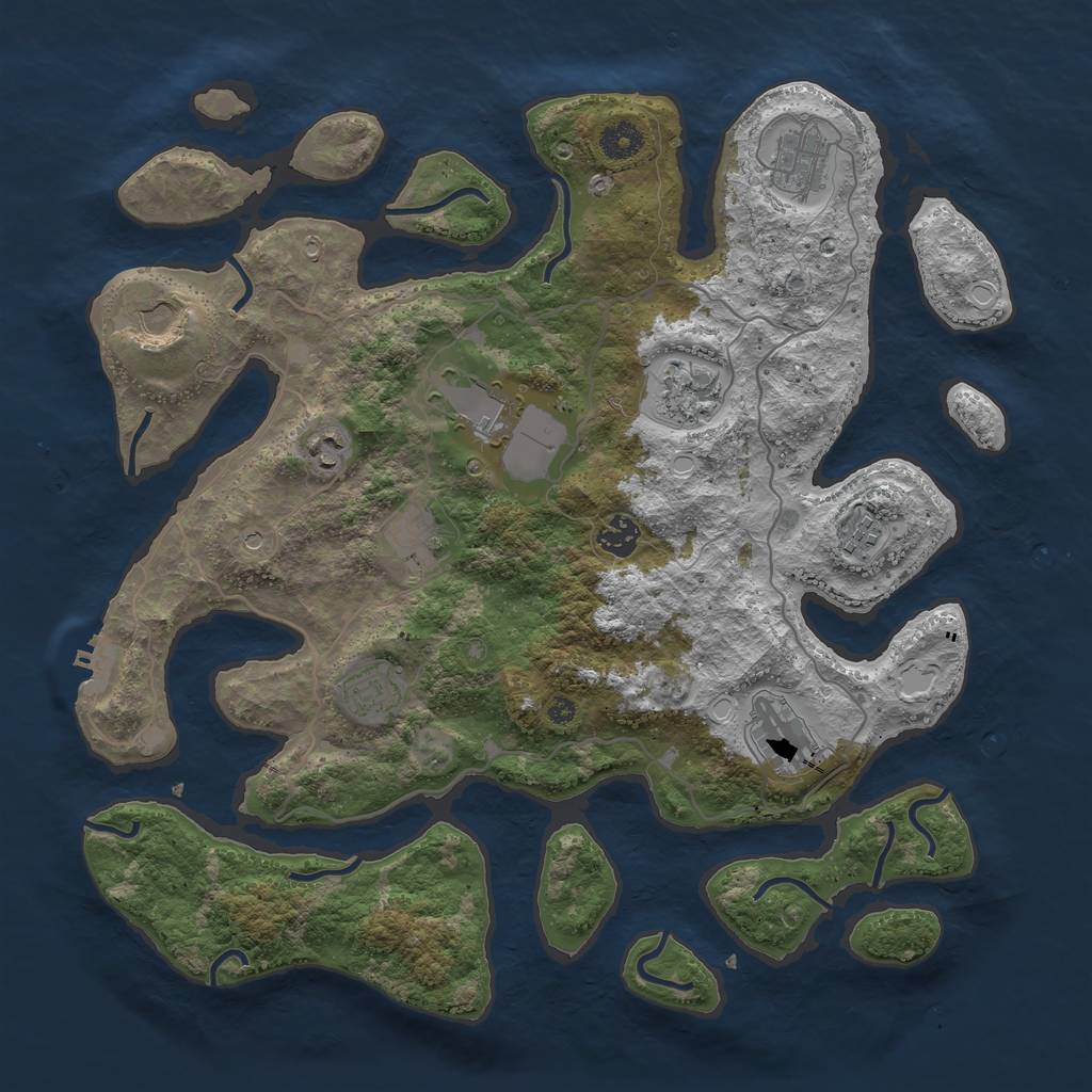 Rust Map: Procedural Map, Size: 4000, Seed: 459691824, 17 Monuments