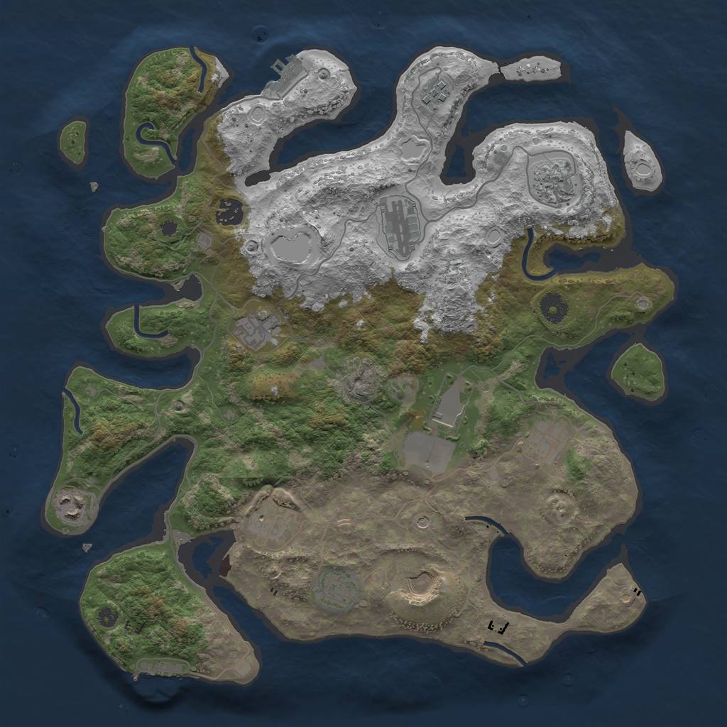 Rust Map: Procedural Map, Size: 3850, Seed: 1552077683, 19 Monuments