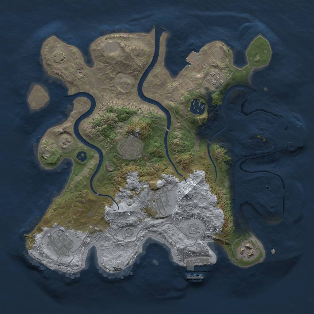 Rust Map: Procedural Map, Size: 3000, Seed: 991934673, 12 Monuments