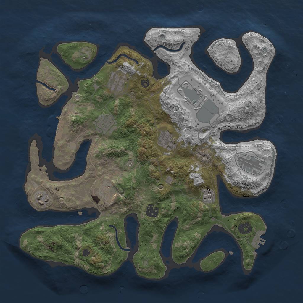 Rust Map: Procedural Map, Size: 3500, Seed: 290297, 17 Monuments