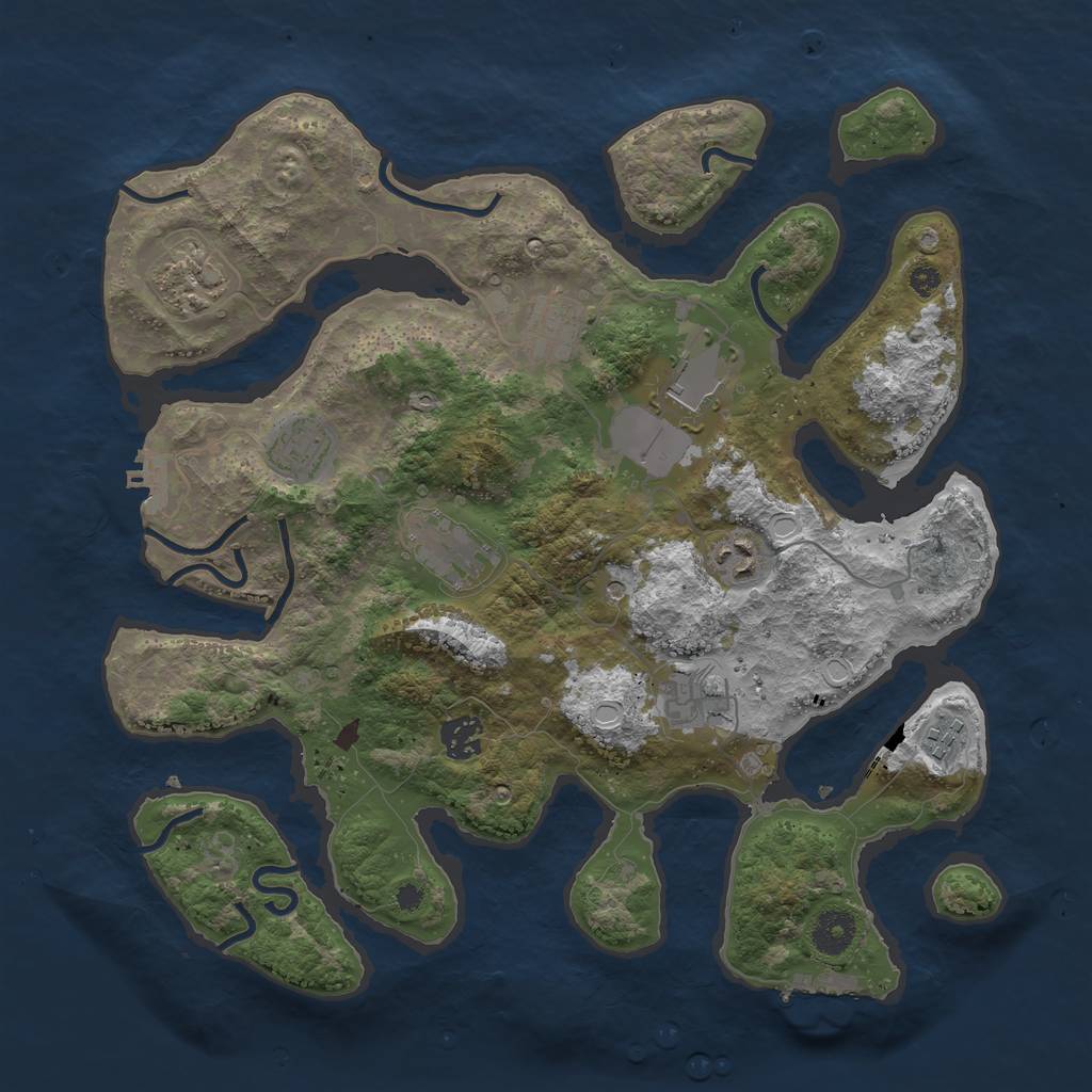 Rust Map: Procedural Map, Size: 3700, Seed: 1879918103, 17 Monuments