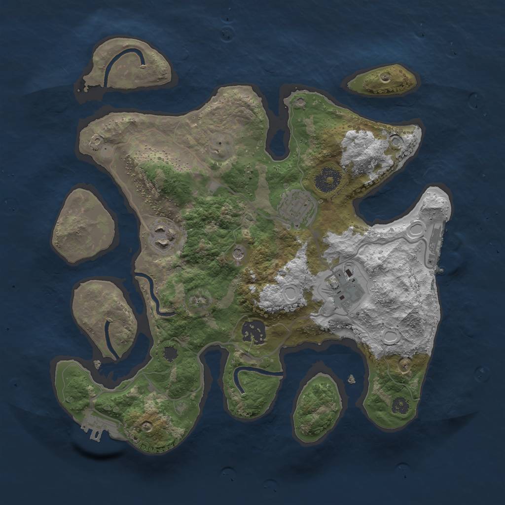 Rust Map: Procedural Map, Size: 3000, Seed: 2058914303, 12 Monuments