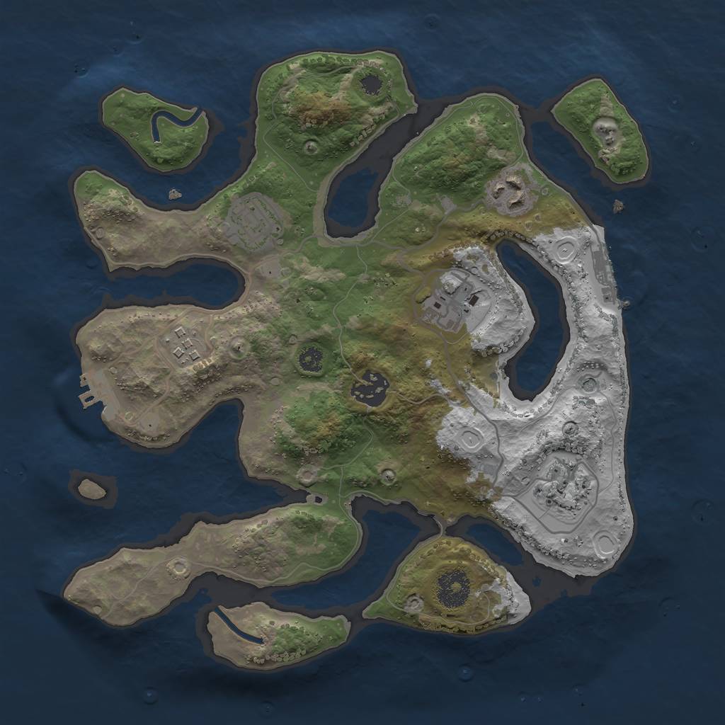 Rust Map: Procedural Map, Size: 3000, Seed: 605523, 14 Monuments