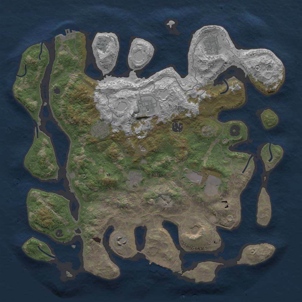 Rust Map: Procedural Map, Size: 4000, Seed: 409333, 17 Monuments