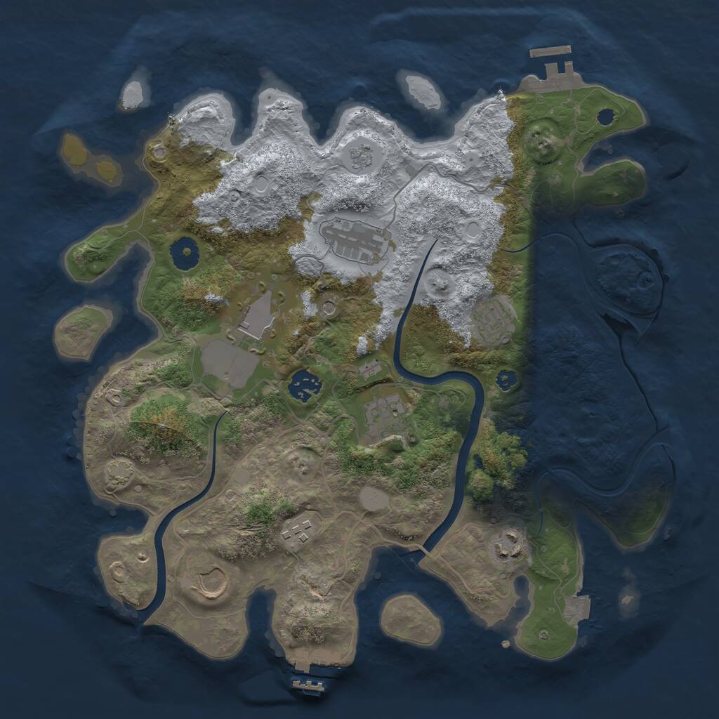 Rust Map: Procedural Map, Size: 3500, Seed: 1689797217, 14 Monuments