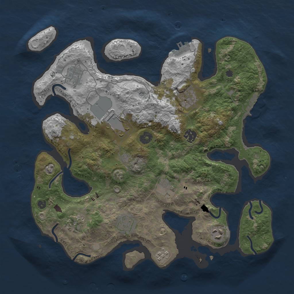 Rust Map: Procedural Map, Size: 3525, Seed: 223072, 17 Monuments
