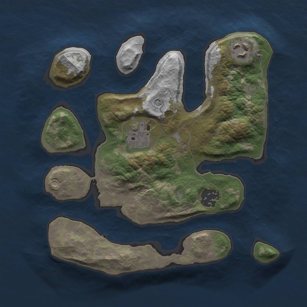 Rust Map: Barren, Size: 2500, Seed: 909091, 6 Monuments
